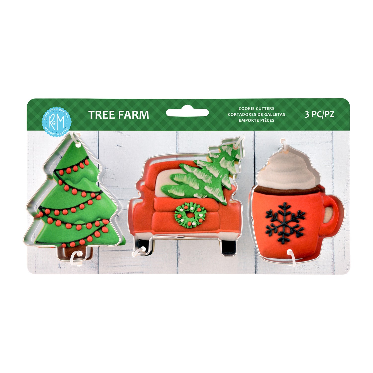 R&M International 3 Piece Tree Farm Cookie Cutter Set Supply