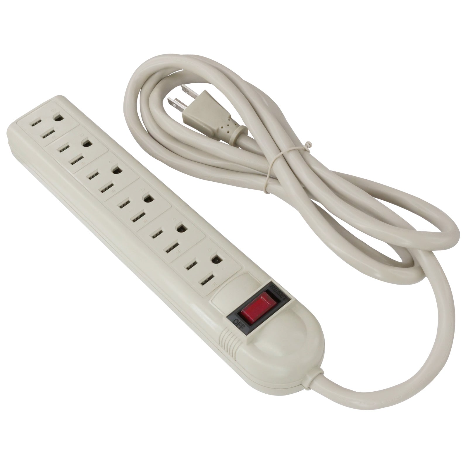 6 Outlet Surge Protector Power Strip, 6ft, 125VAC / 15A, UL Listed Online Sale