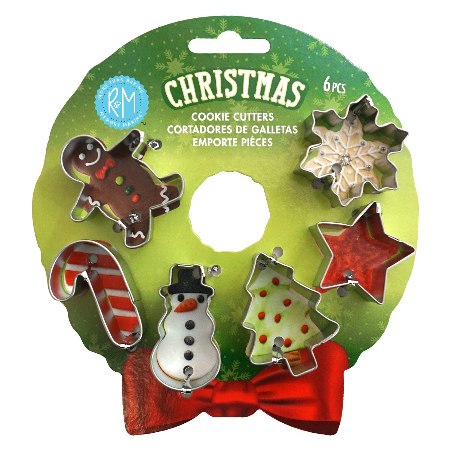 R&M International 6 Piece Mini Christmas Cookie Cutter Set Supply