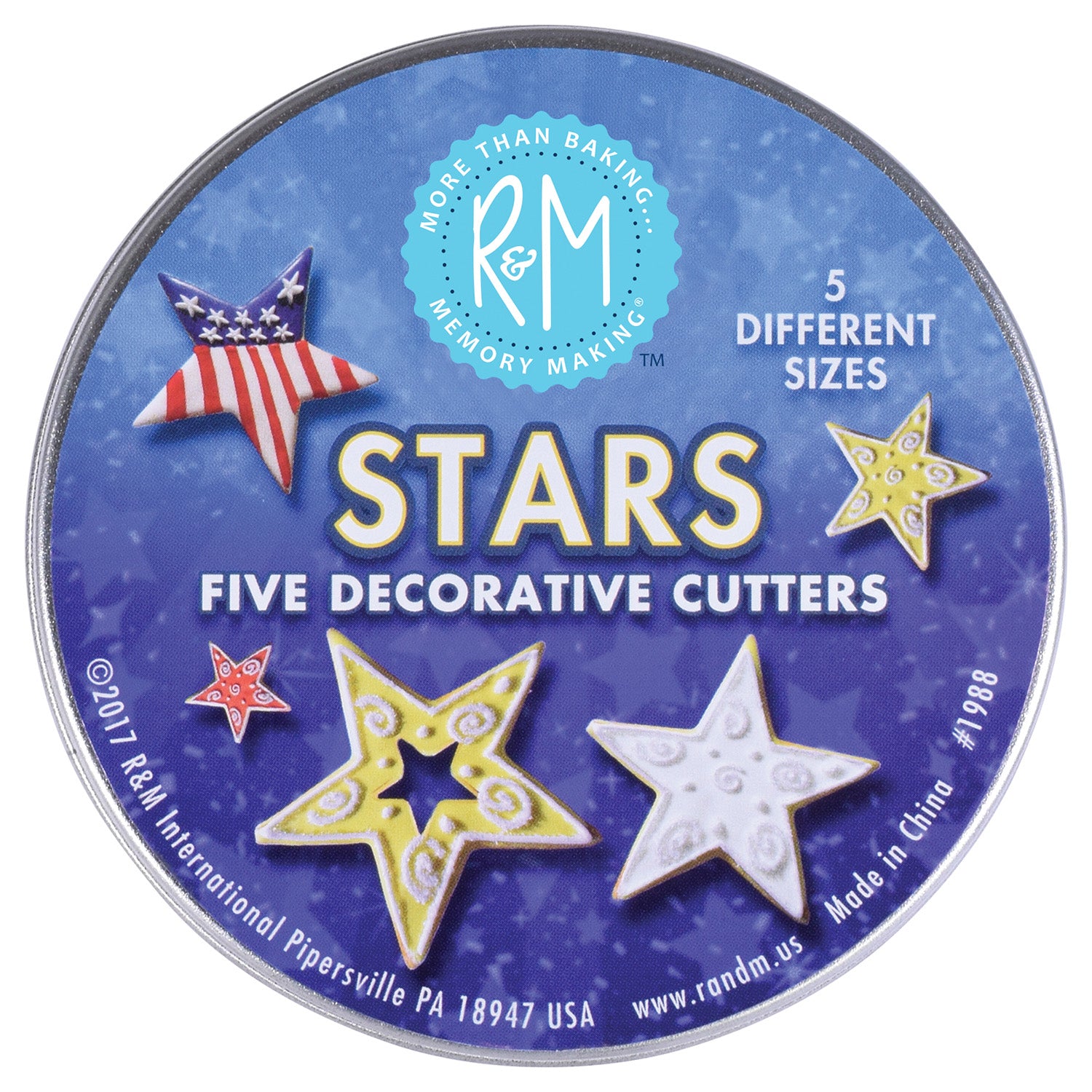 R&M International 5 Piece Star Shape Cookie Cutter Set with Storage Tin Supply