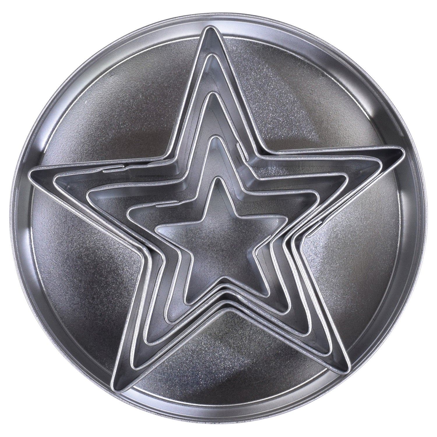 R&M International 5 Piece Star Shape Cookie Cutter Set with Storage Tin Supply