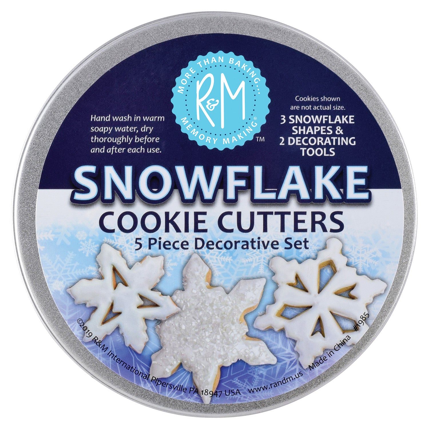 R&M International 5 Piece Snowflake Cookie Cutter Set with Storage Tin Online