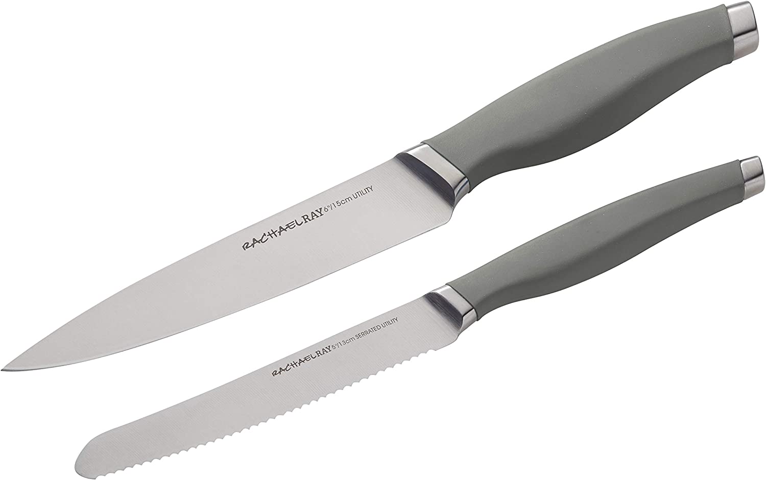Rachael Ray 6-Inch Utility Knife and 5-Inch Serrated Utility Knife Set, Gray Online Sale