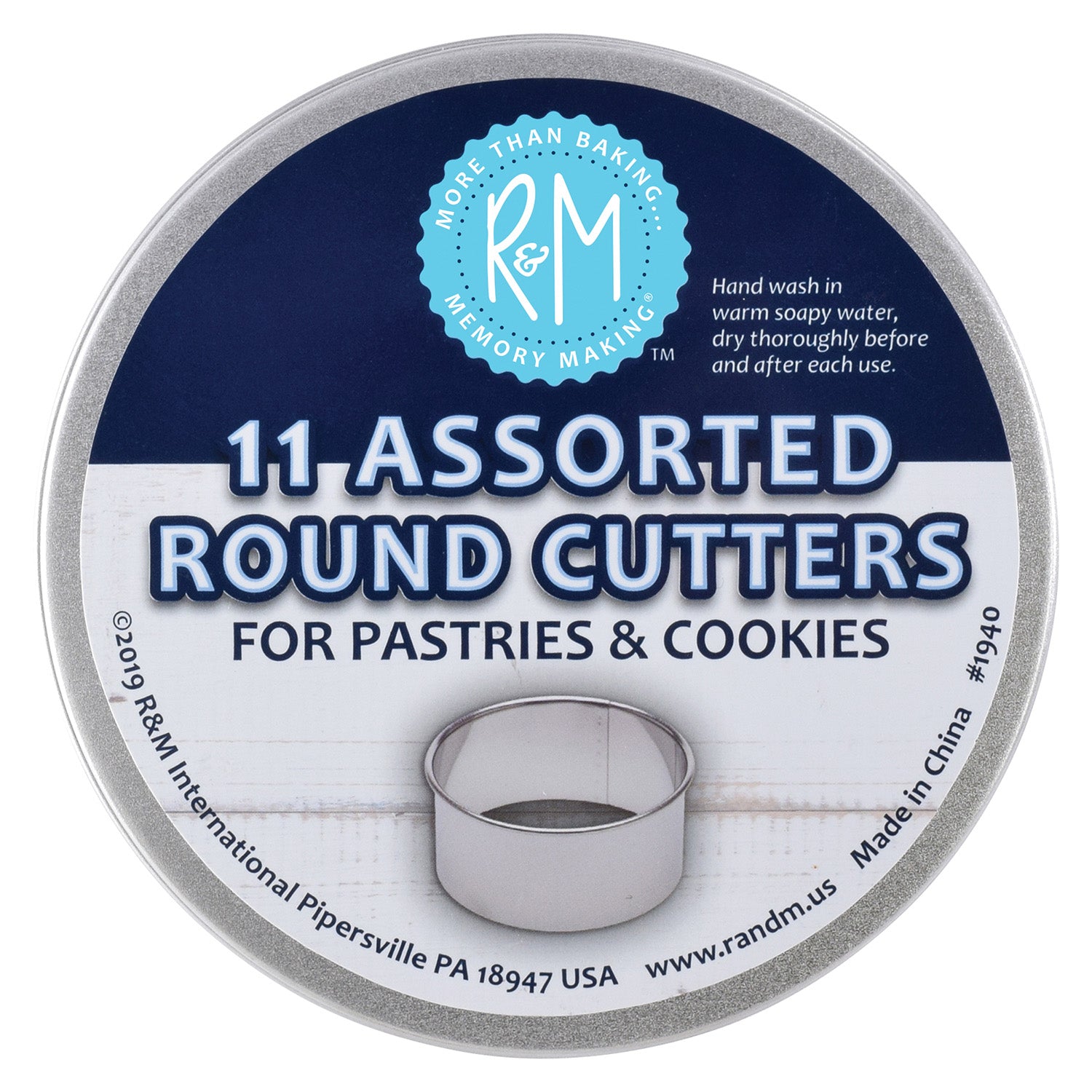 R&M International Plain Pastry Cutters Round 11 Piece Cookie Cutter Set Supply