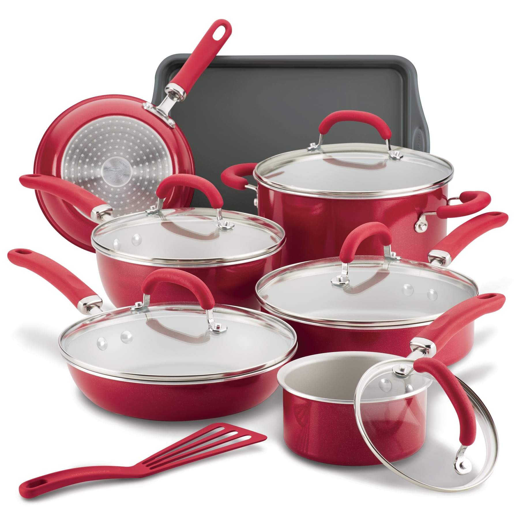 Rachael Ray Create Delicious Nonstick Cookware Set, 13 Piece, Red Shimmer Online Hot Sale