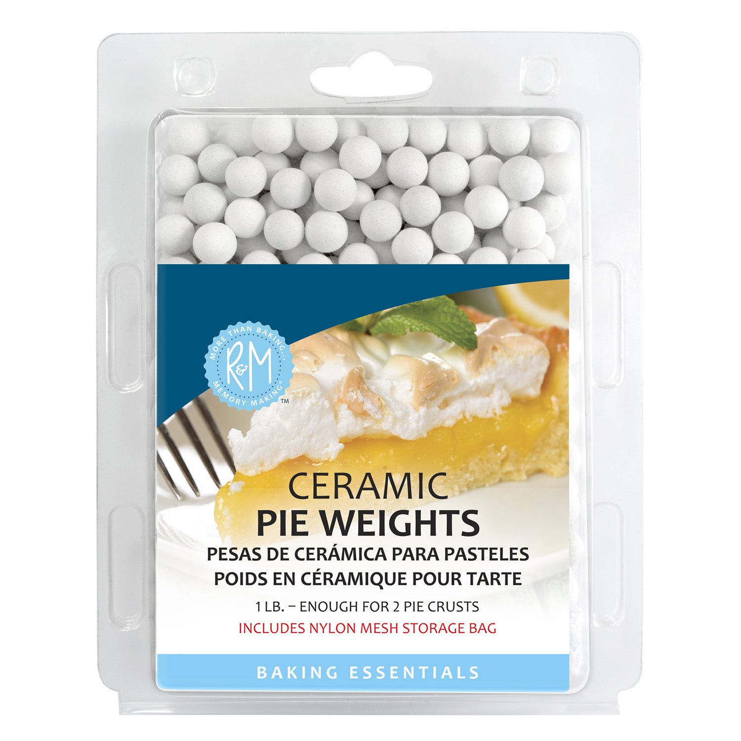 R&M International Pie Weights with Mesh Storage Bag, 1 lb, White Hot on Sale
