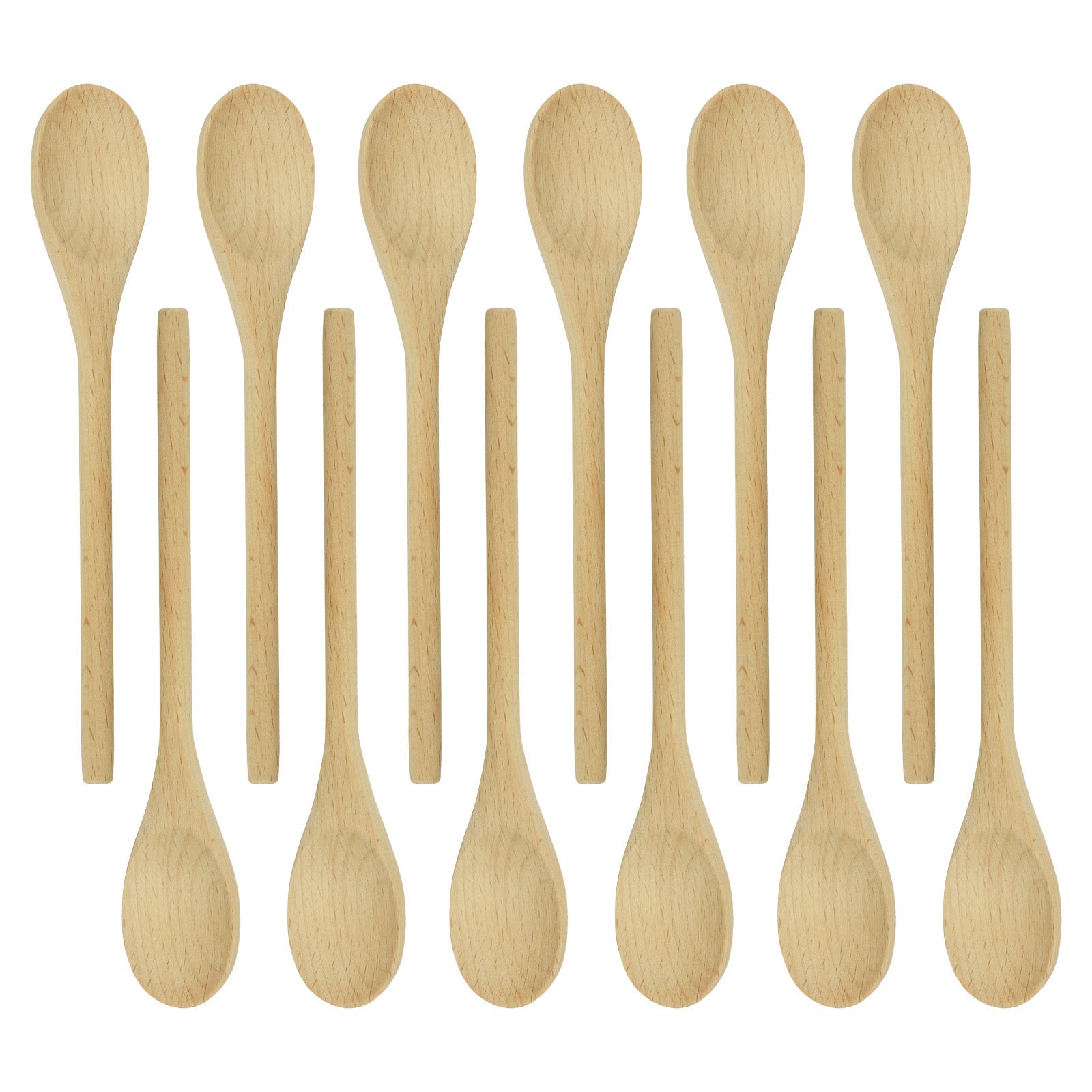 R&M International Wooden Spoon, 8 Inch, Pack of 12 Supply