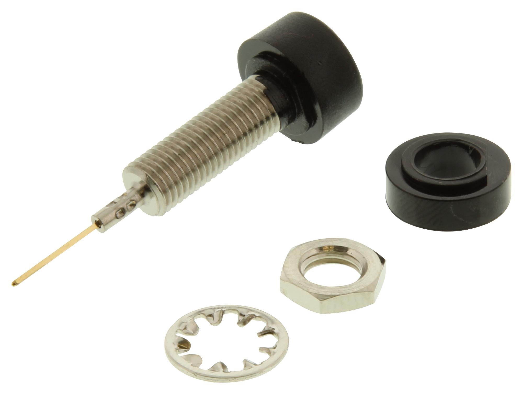Banana Test Connector, Jack, Panel Mount Model – 4005-0, 3 A, 2.5 kV, Nickel Plated Contacts, Black Online Sale