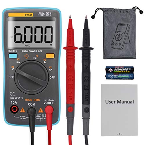 Auto-Ranging True RMS Digital Multimeter Backlit 6000 Counts LCD Display, Measures AC/DC Voltage & Current, Resistance, Capacitance, Frequency, more Sale