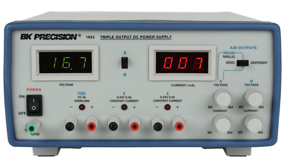 BK Precision 1652 Triple Output DC Power Supply, Two 0-24V@.5A, 5V Fixed @ 4A Sale
