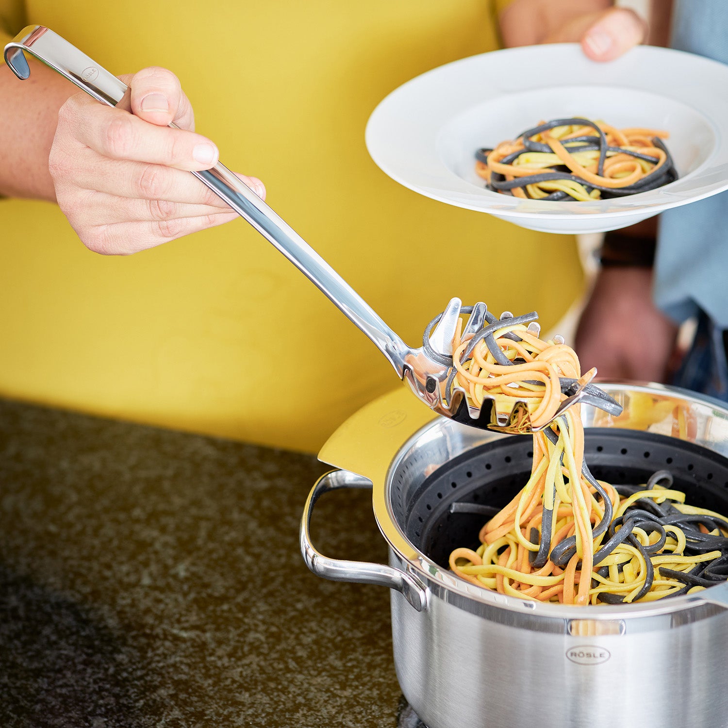 Rosle Stainless Steel Spaghetti Ladle with Hook Handle, 7.8-Inch Online now
