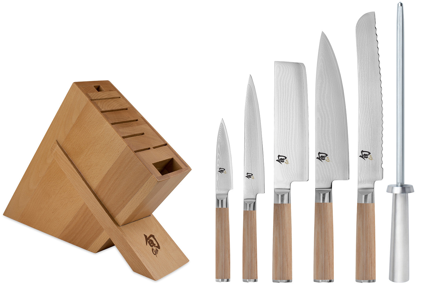 Shun Classic Blonde 7 Piece Block Set with Birchwood Kickstand Block Online Hot Sale