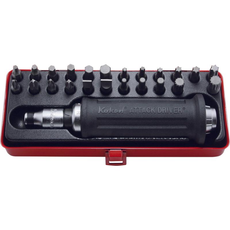 Ko-Ken AG112F 1/2 Inch Sq. Dr. Attack Driver Set Rubber Grip 25 pieces Online now