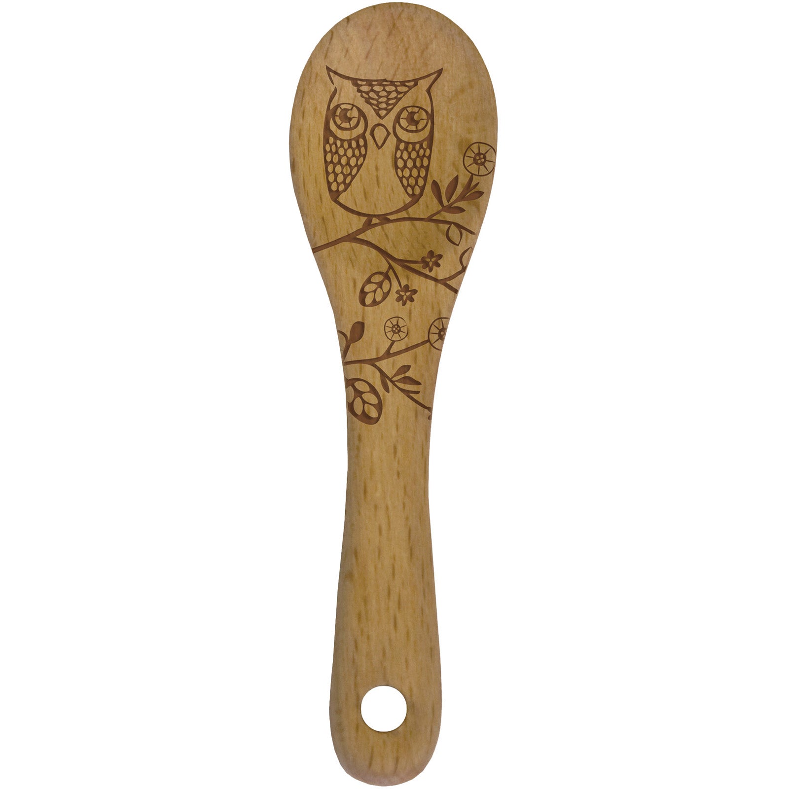 Talisman Designs Laser Etched Beechwood Mini Spoon, Woodland Collection, Owl Online