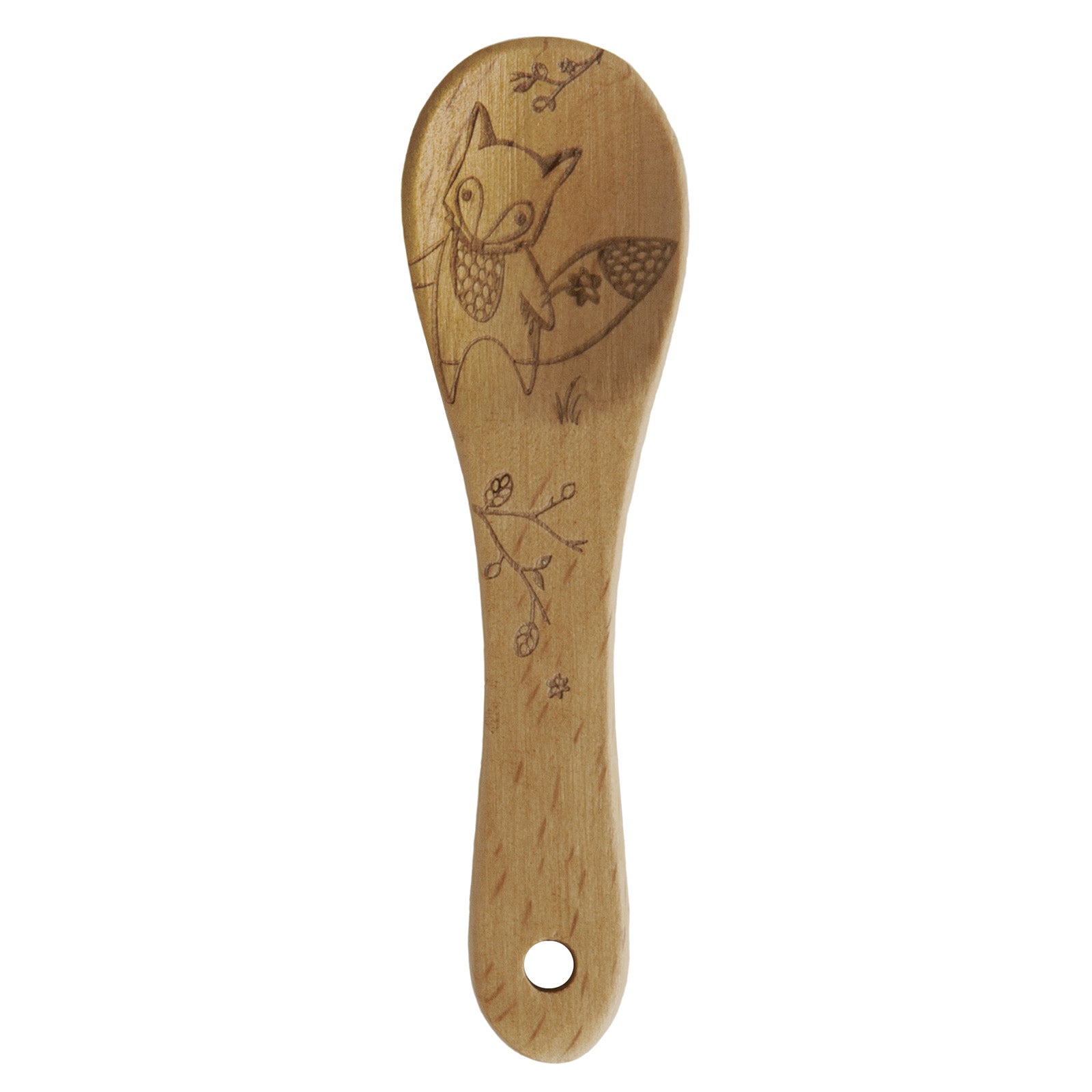 Talisman Designs Laser Etched Beechwood Mini Spoon, Woodland Collection, Fox Online