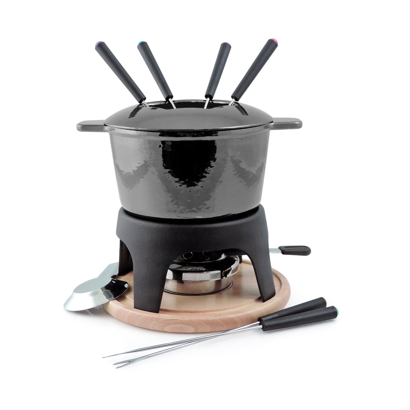 Swissmar Sierra 11 Piece Cast Iron Fondue Set, Metallic Black Fashion