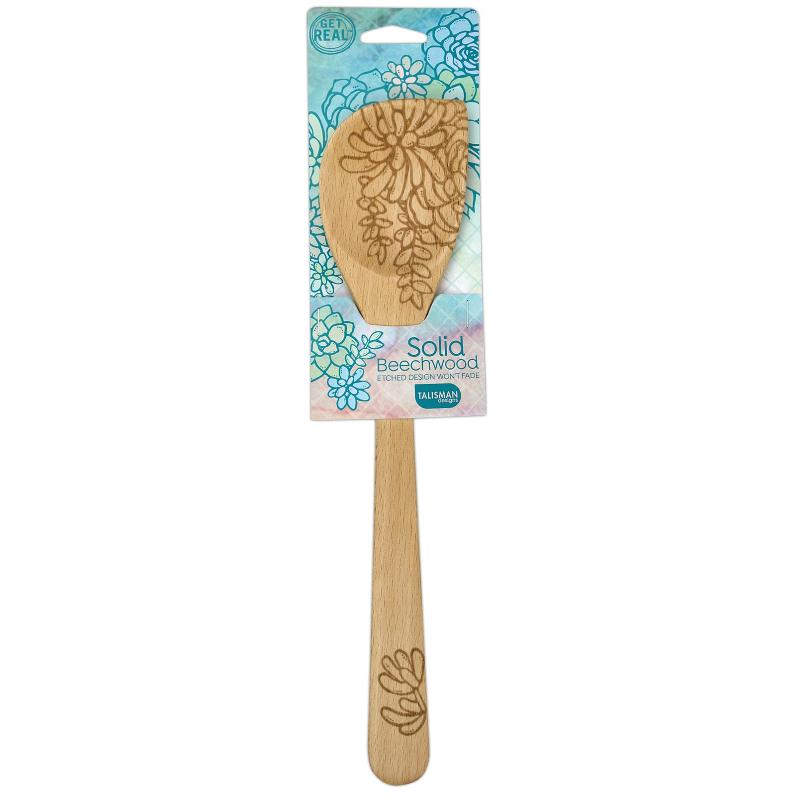 Talisman Designs Laser Etched Beechwood Corner Spoon, Succulent Collection Online Hot Sale