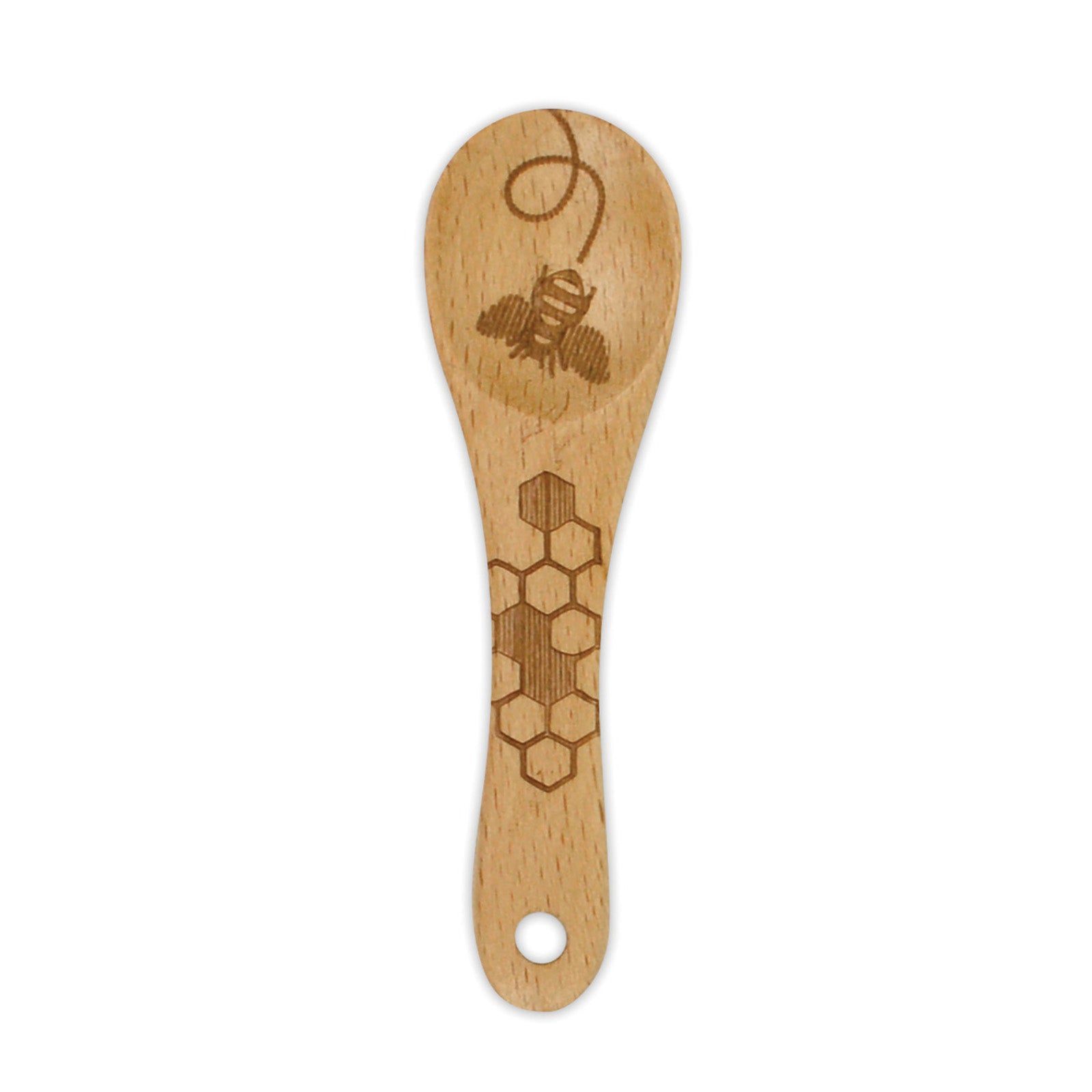 Talisman Designs Laser Etched Beechwood Mini Spoon, Honey Bee Collection Supply