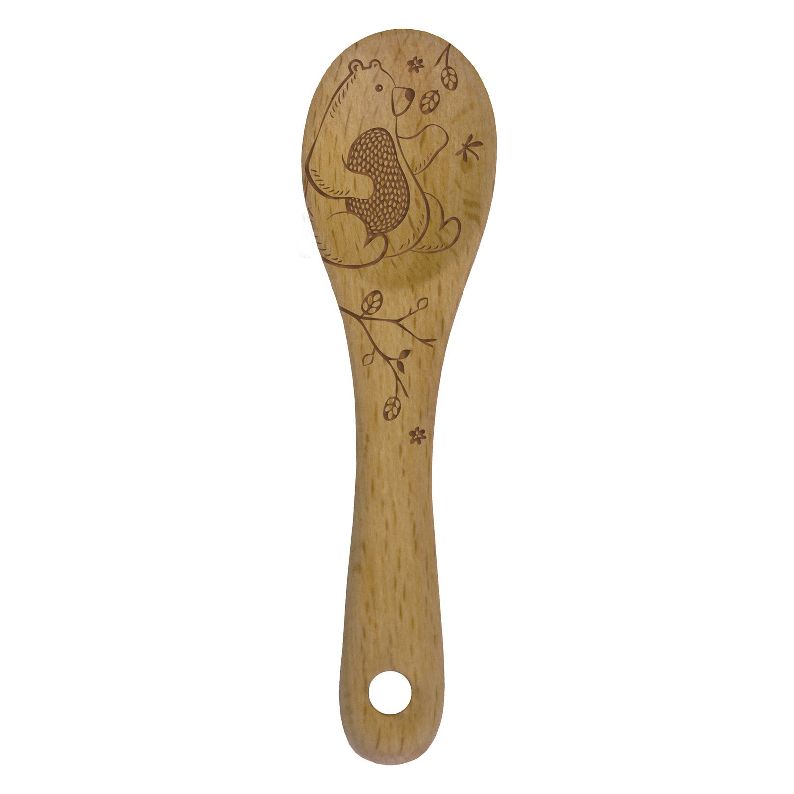 Talisman Designs Laser Etched Beechwood Mini Spoon, Woodland Collection, Bear Hot on Sale