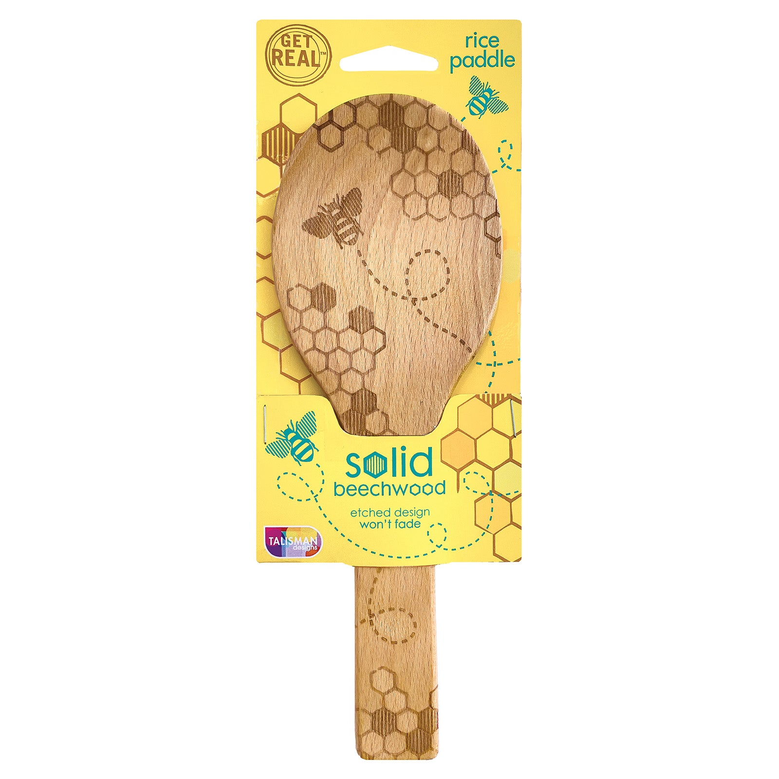 Talisman Designs Laser Etched Beechwood Rice Paddle, Honey Bee Collection Sale