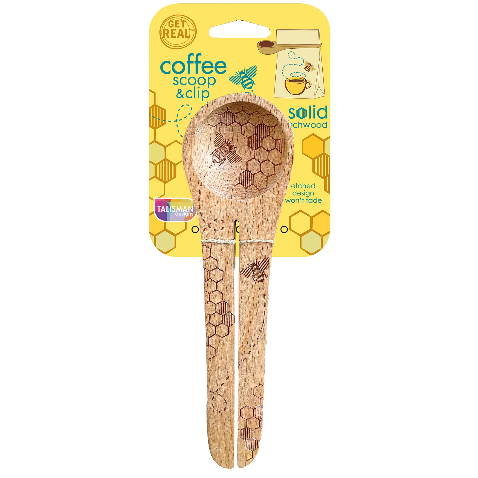Talisman Designs Beechwood Coffee Scoop & Clip, Honey Bee Collection Online now