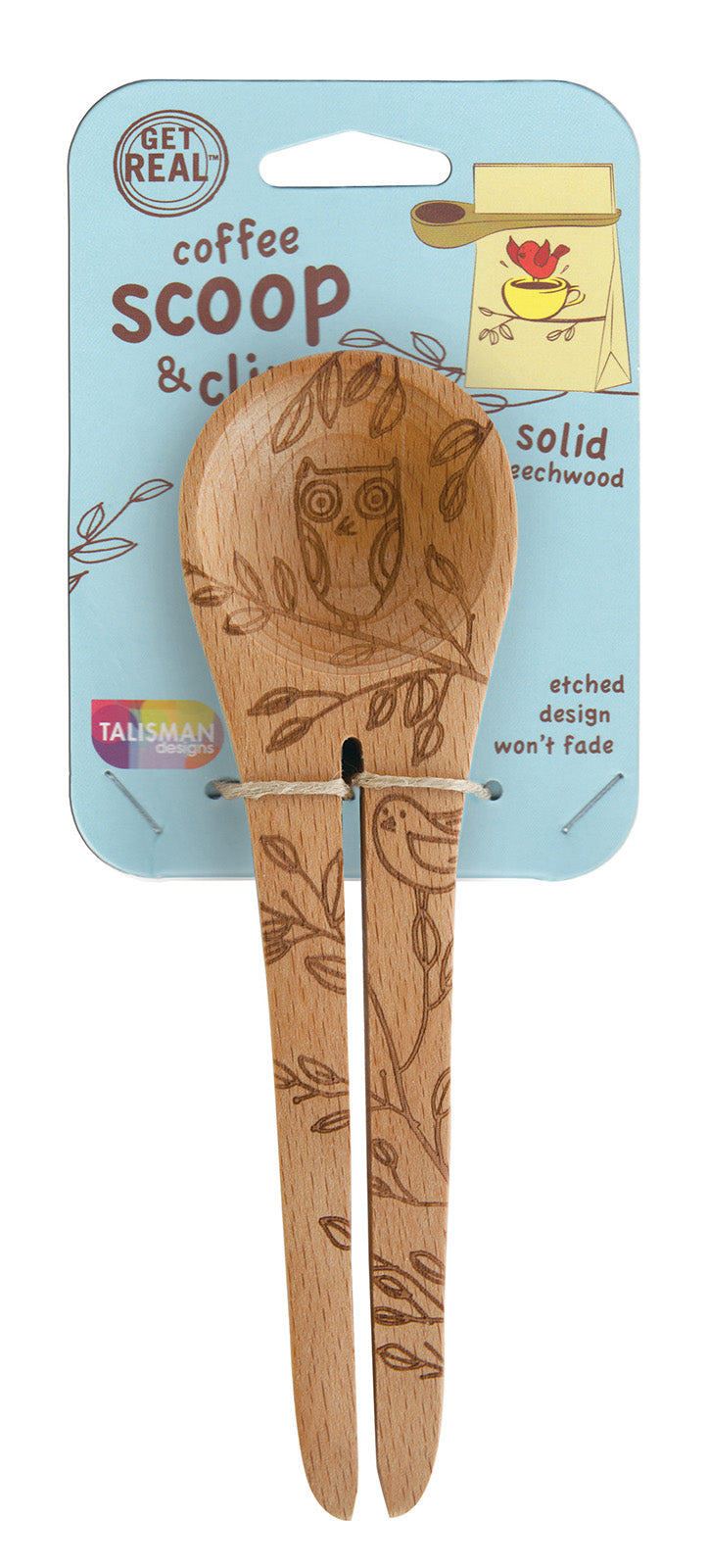 Talisman Designs Laser Etched Honey Bee Beechwood Coffee Scoop & Clip, Nature Collection Online Hot Sale