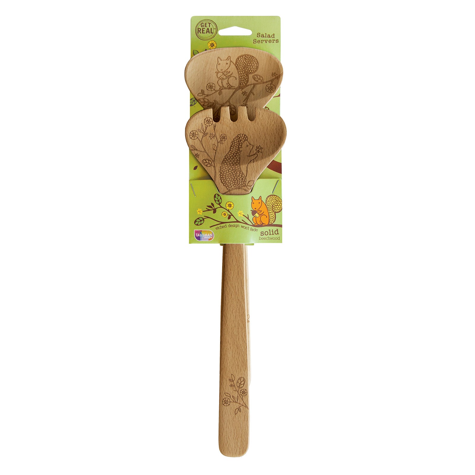 Talisman Designs Laser Etched Beechwood Salad Serving Set, Woodland Collection Discount