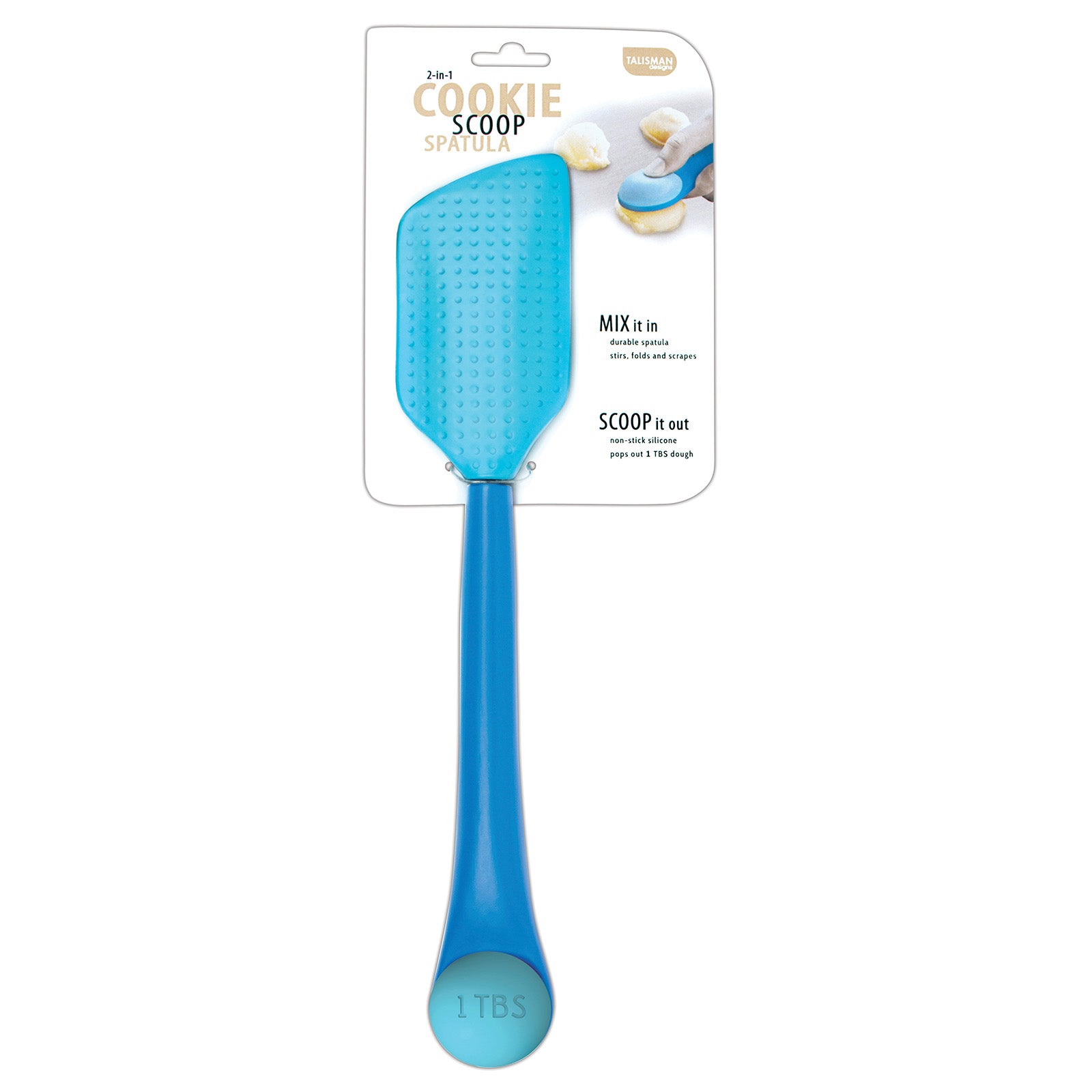 Talisman Designs 2-in-1 Cookie Scoop Spatula, Blue on Sale