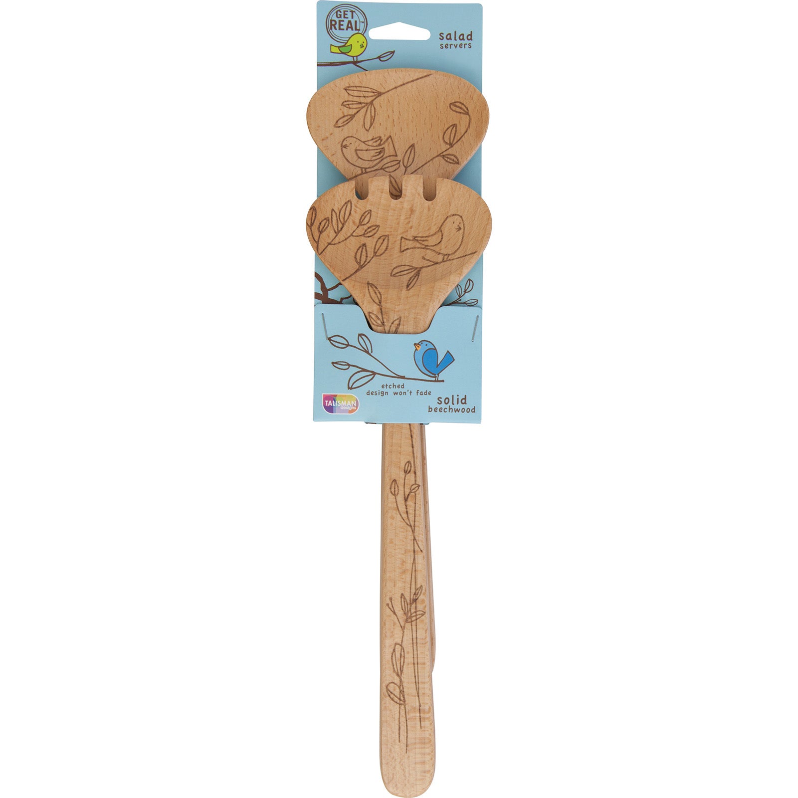 Talisman Designs Laser Etched Beechwood Salad Serving Set, Nature Collection Supply