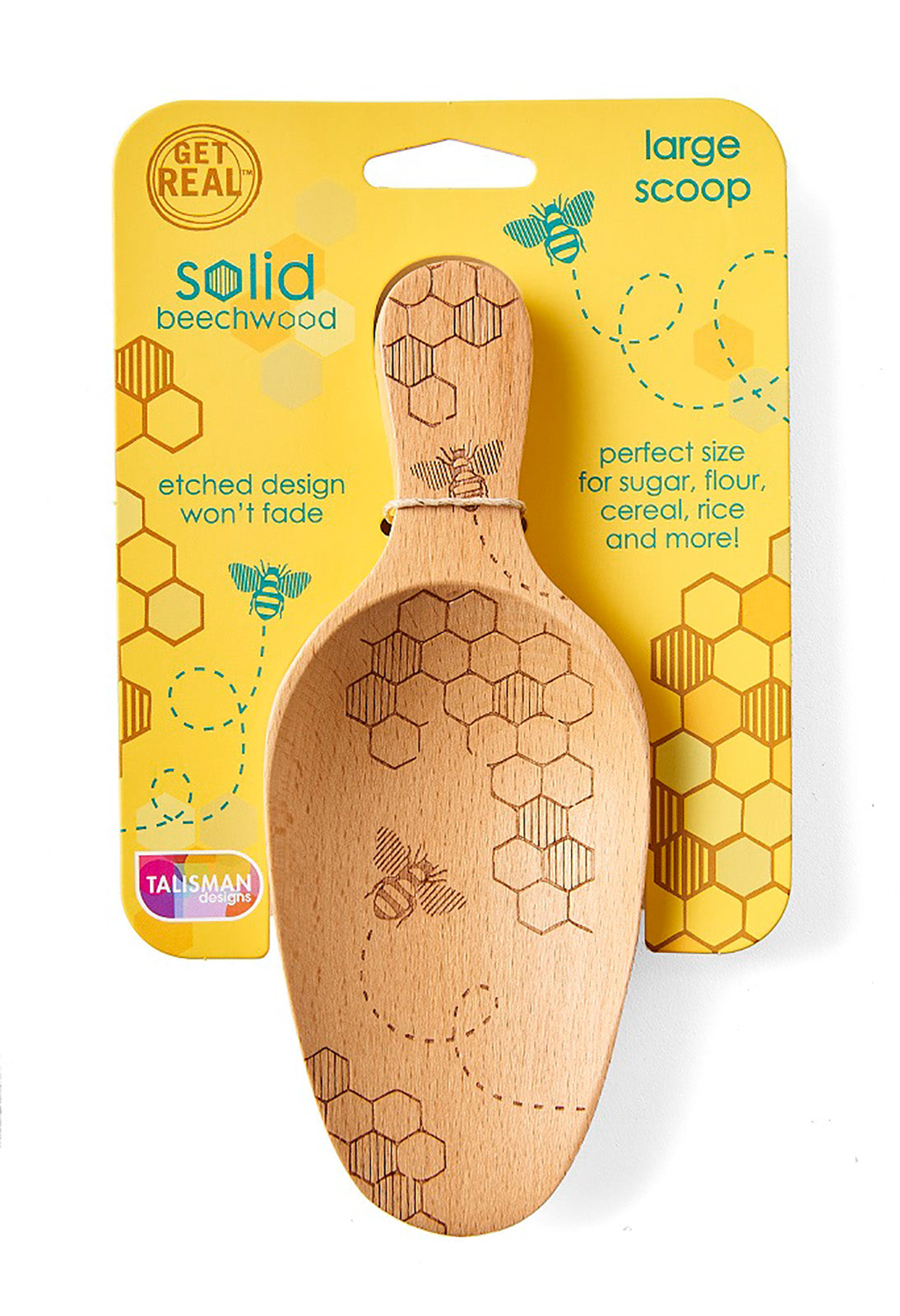 Talisman Designs Laser Etched Beechwood Large Scoop, Honey Bee Collection Discount