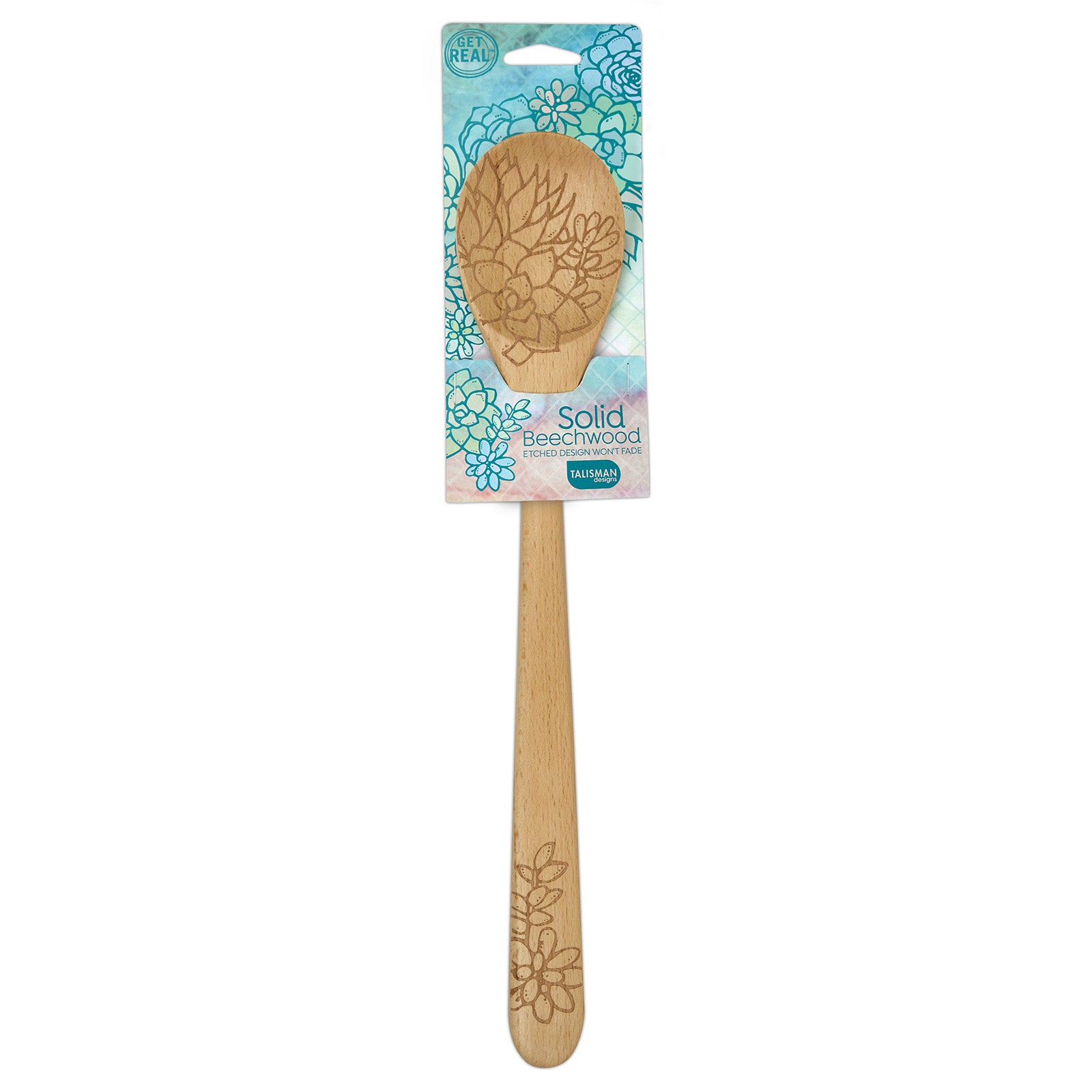 Talisman Designs Laser Etched Beechwood Sauce Spoon, Succulent Collection Online Sale