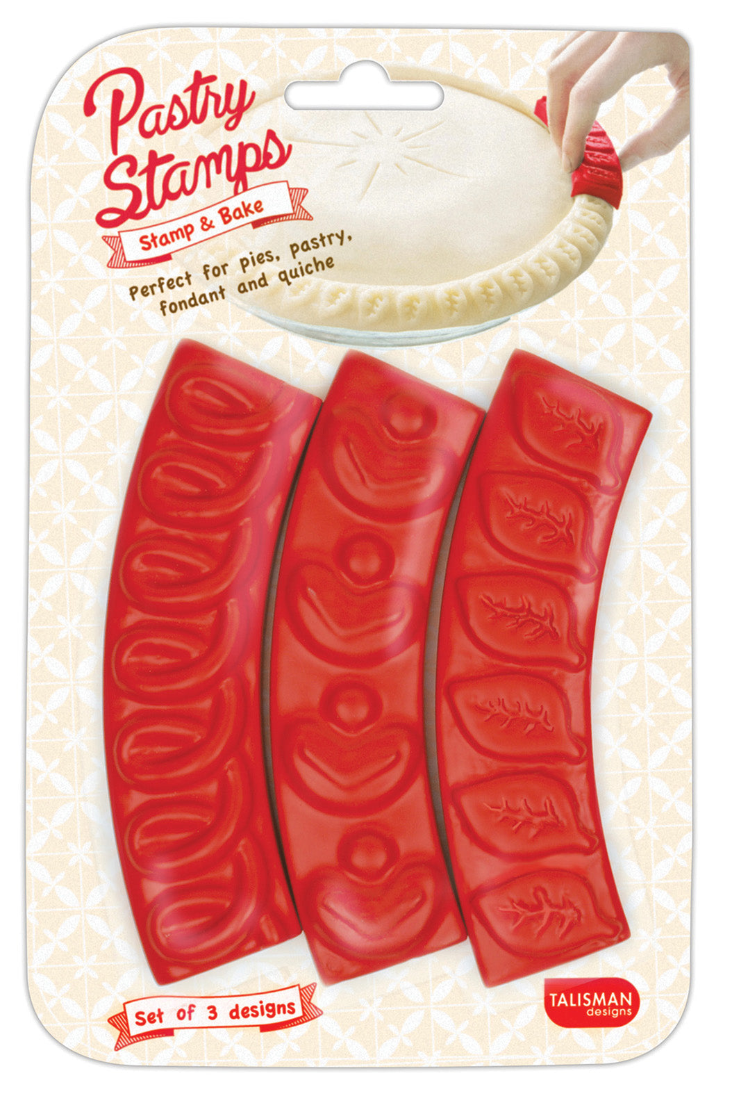 Talisman Designs Pie Crust Pastry Stamps and Embossers, Set of 3, Red on Sale