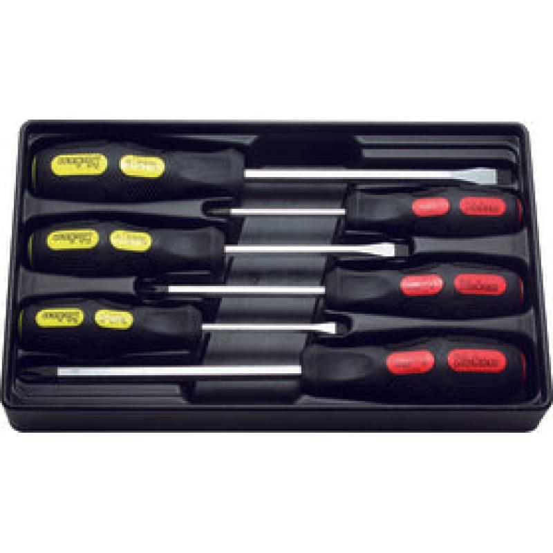 Ko-Ken PK166PS/6 Screwdriver Set PH1-2-3/SL5-6-8 ABS Tray Blade Through type 6 pieces on Sale