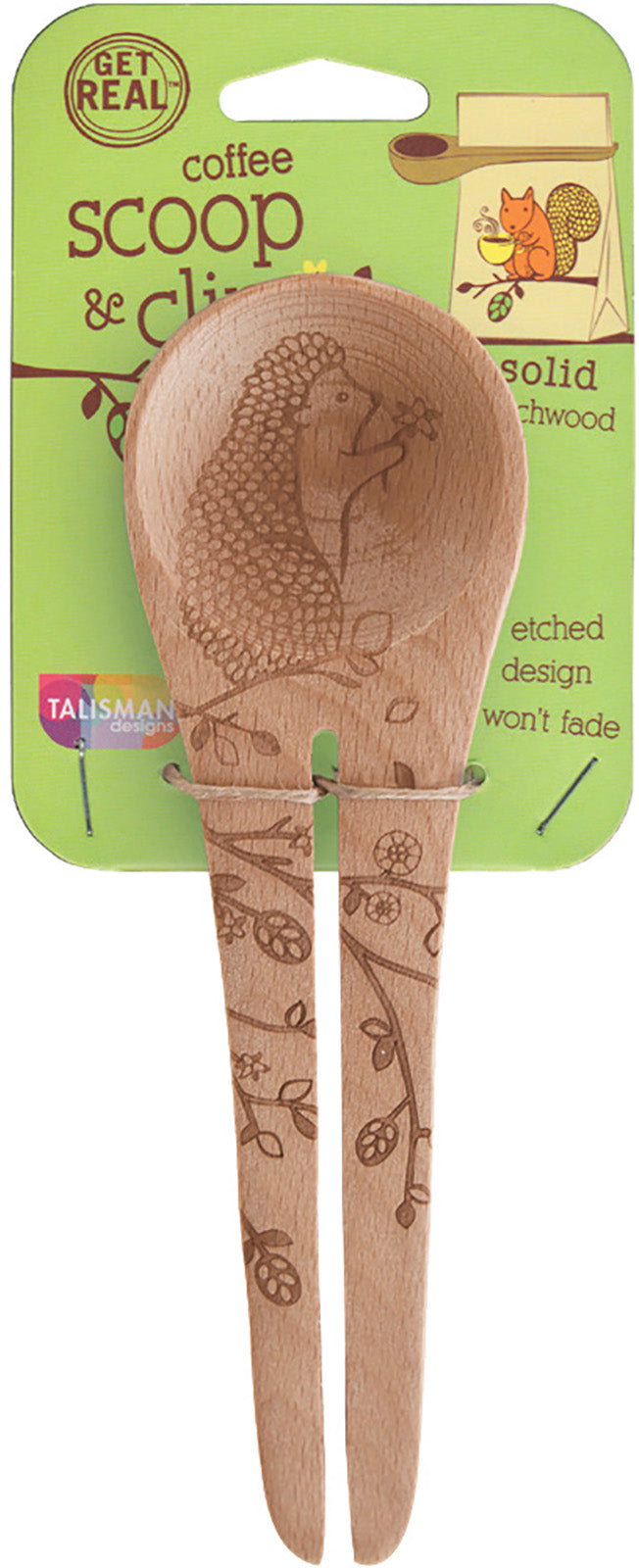 Talisman Designs Laser Etched Honey Bee Beechwood Coffee Scoop & Clip, Woodland Collection Hot on Sale