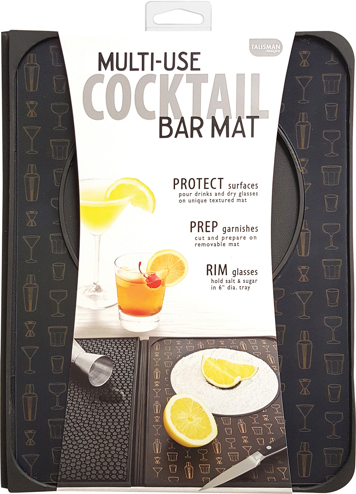 Talisman Designs Multi-Use Cocktail Bar & Drink Dispenser Mat, 9×12 inch , Black Online now