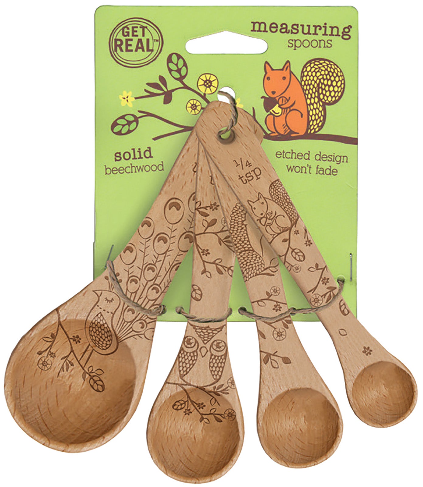 Talisman Designs Laser Etched Honey Bee Beechwood Measuring Spoons, Woodland Collection, Set of 4 Hot on Sale
