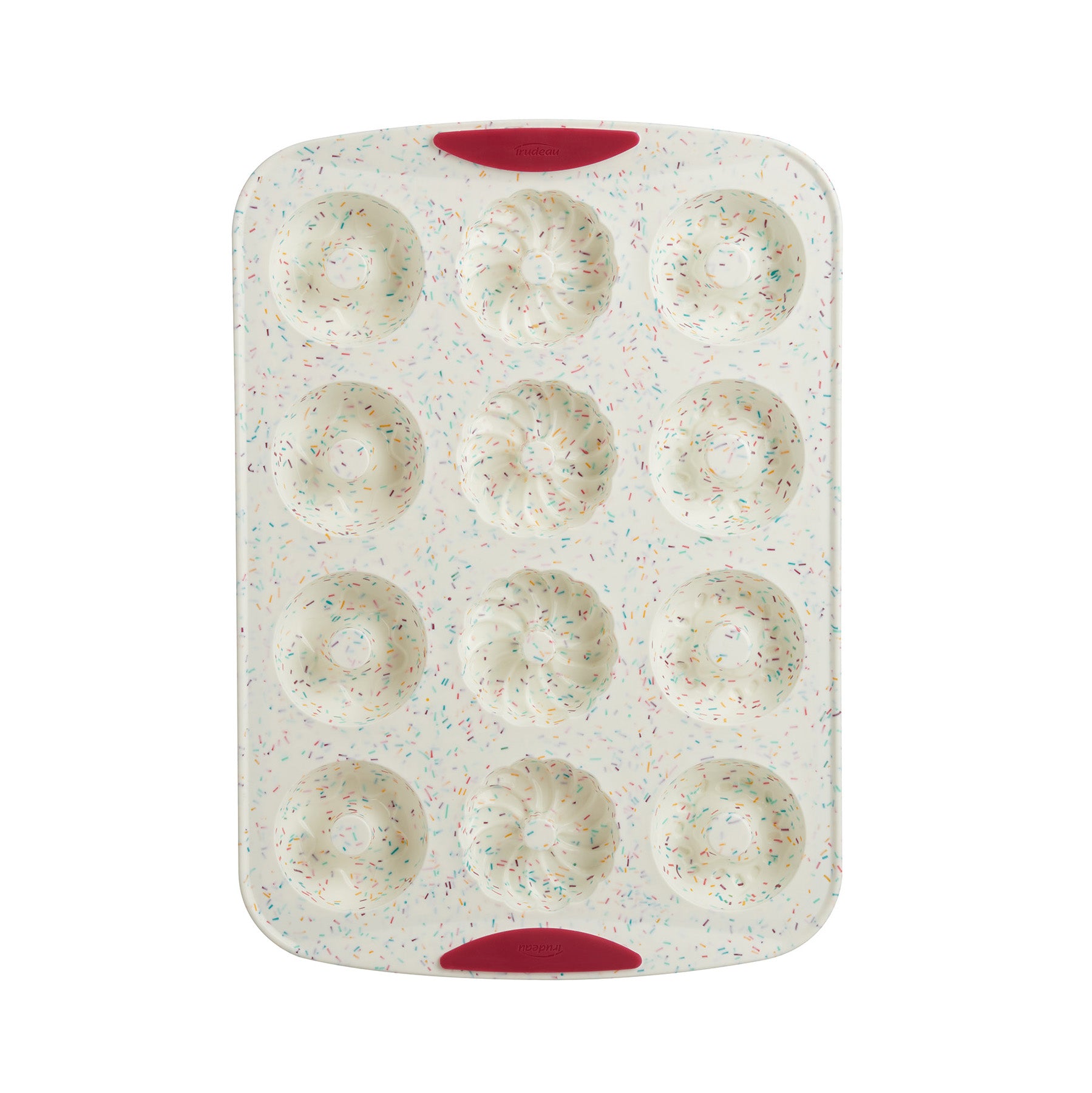 Trudeau Structure Silicone 12 Cavity Decorated Donut Pan, Confetti/Fuchsia Online Sale