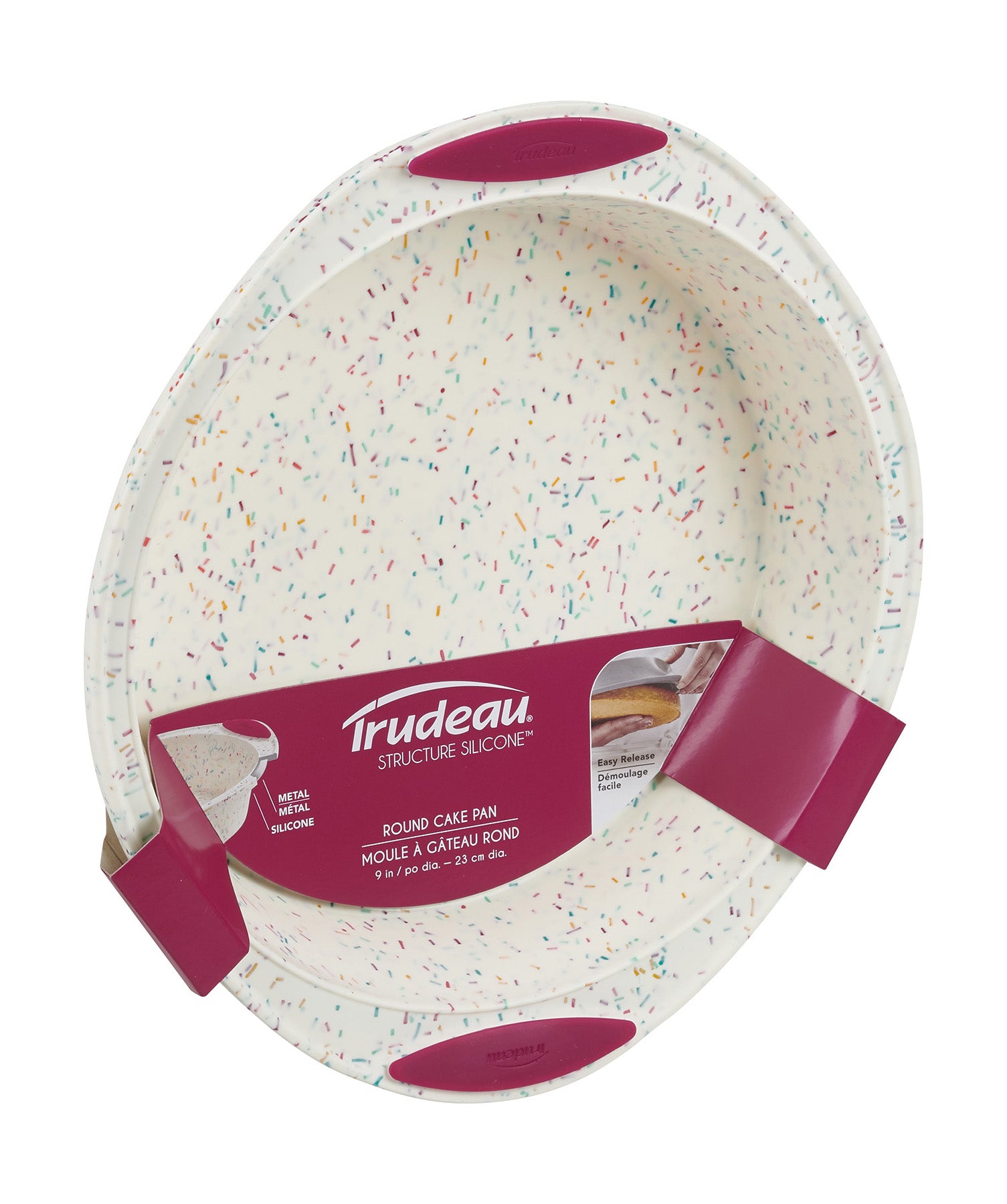 Trudeau Structure Silicone 9-Inch Round Cake Pan, Confetti/Fuchsia Online
