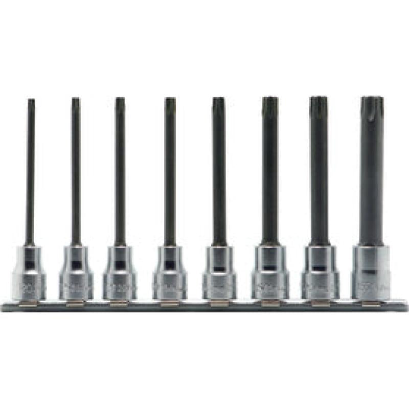 Ko-Ken RS3025/8-L100RH 3/8 In Sq. Dr. Bit Socket set TORX® T20H-T55H Tamper Resistant Length 100mm Round shank 8 Pieces Supply