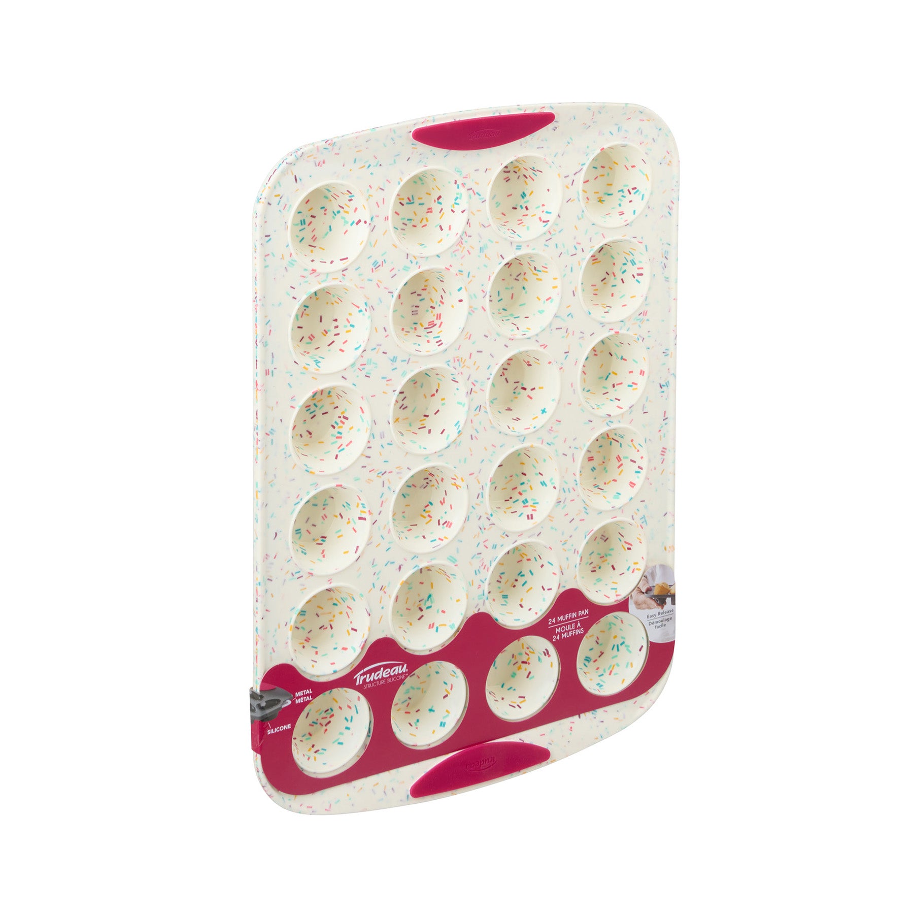 Trudeau Structure Silicone 24 Cavity Mini Muffin Pan, Confetti/Fuchsia Online Sale