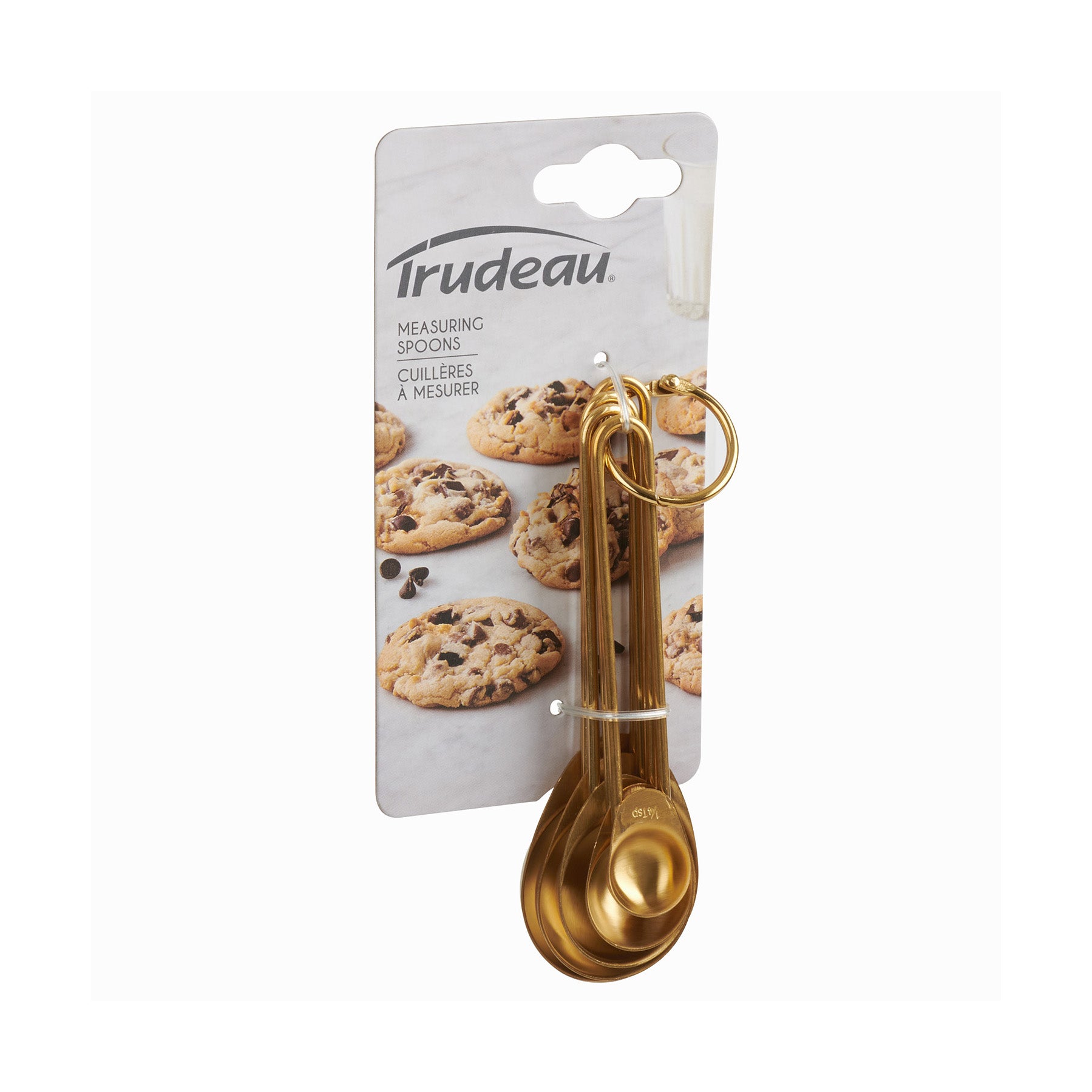 Trudeau Stainless Steel 5 Piece Gold Measuring Spoon Set with Ring on Sale