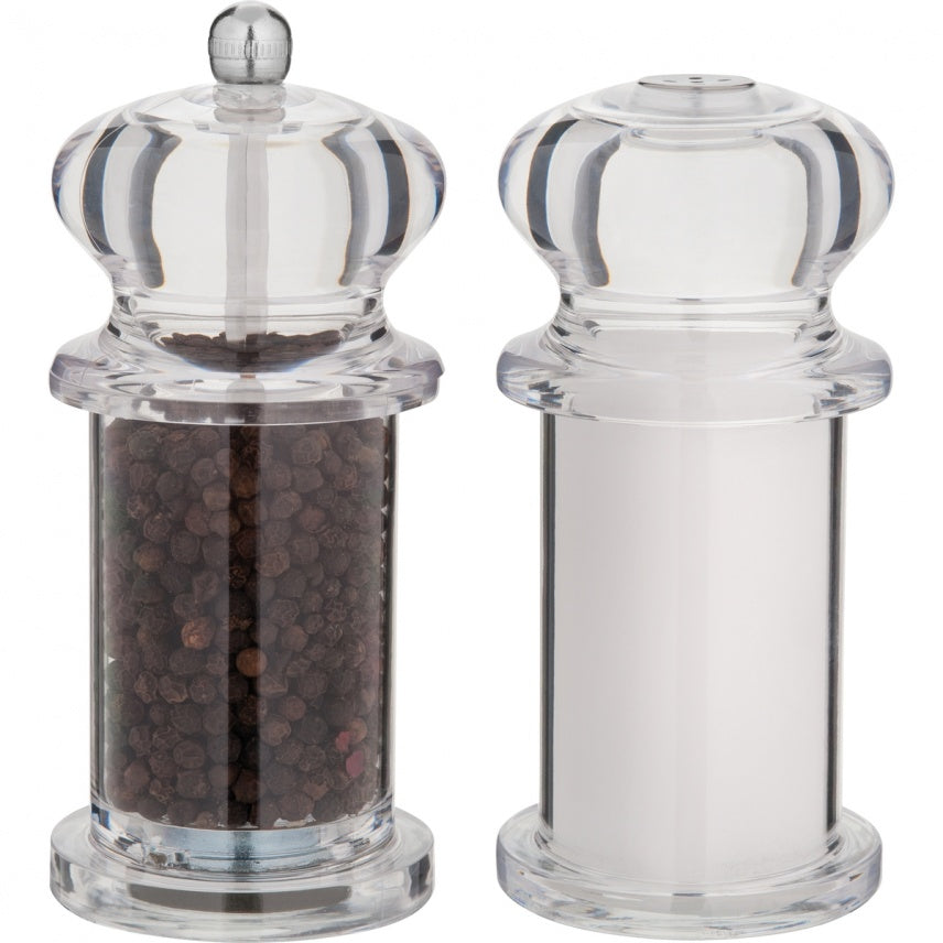 Trudeau Tradition Pepper Mill and Salt Shaker Set, 5.5-Inch, Clear Fashion