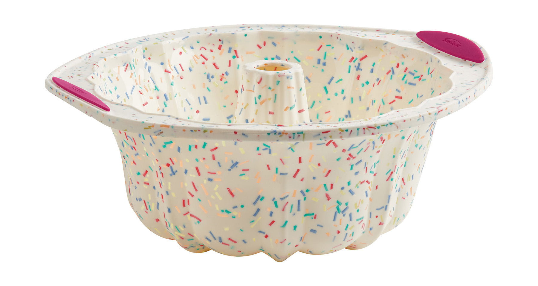 Trudeau Structure Silicone 10 Cup Fluted Cake Pan, Confetti/Fuchsia Online Hot Sale