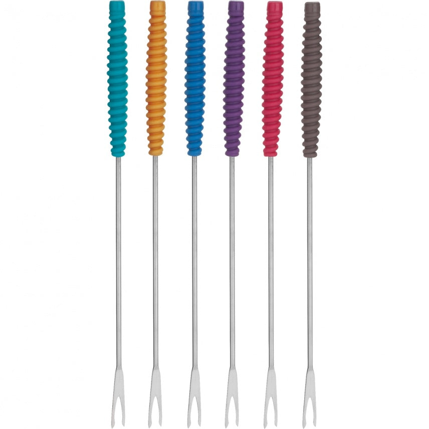 Trudeau Stainless Steel Fondue Forks With Silicone Handles, Set of 6 Fashion