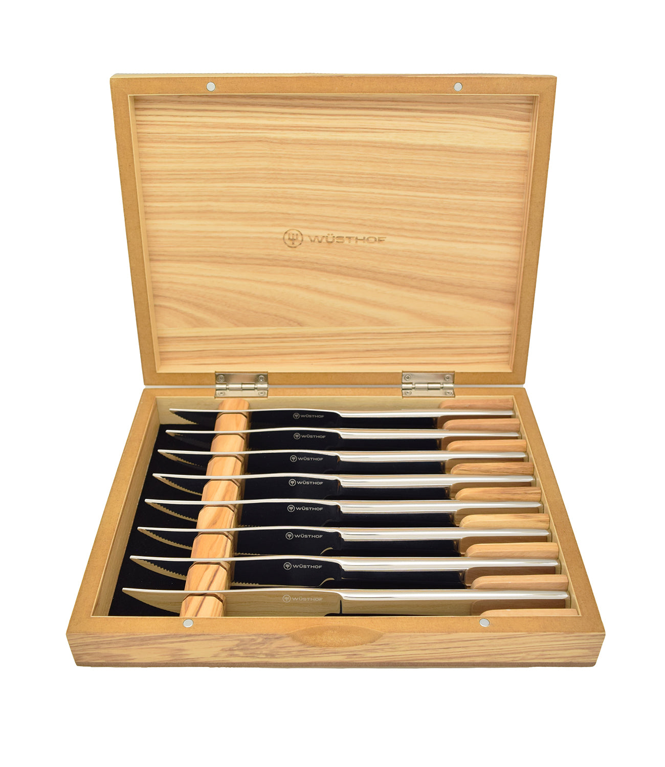 Wusthof 8 Piece Stainless Steel Mignon Steak Knife Set w/Olive Wood Box Hot on Sale