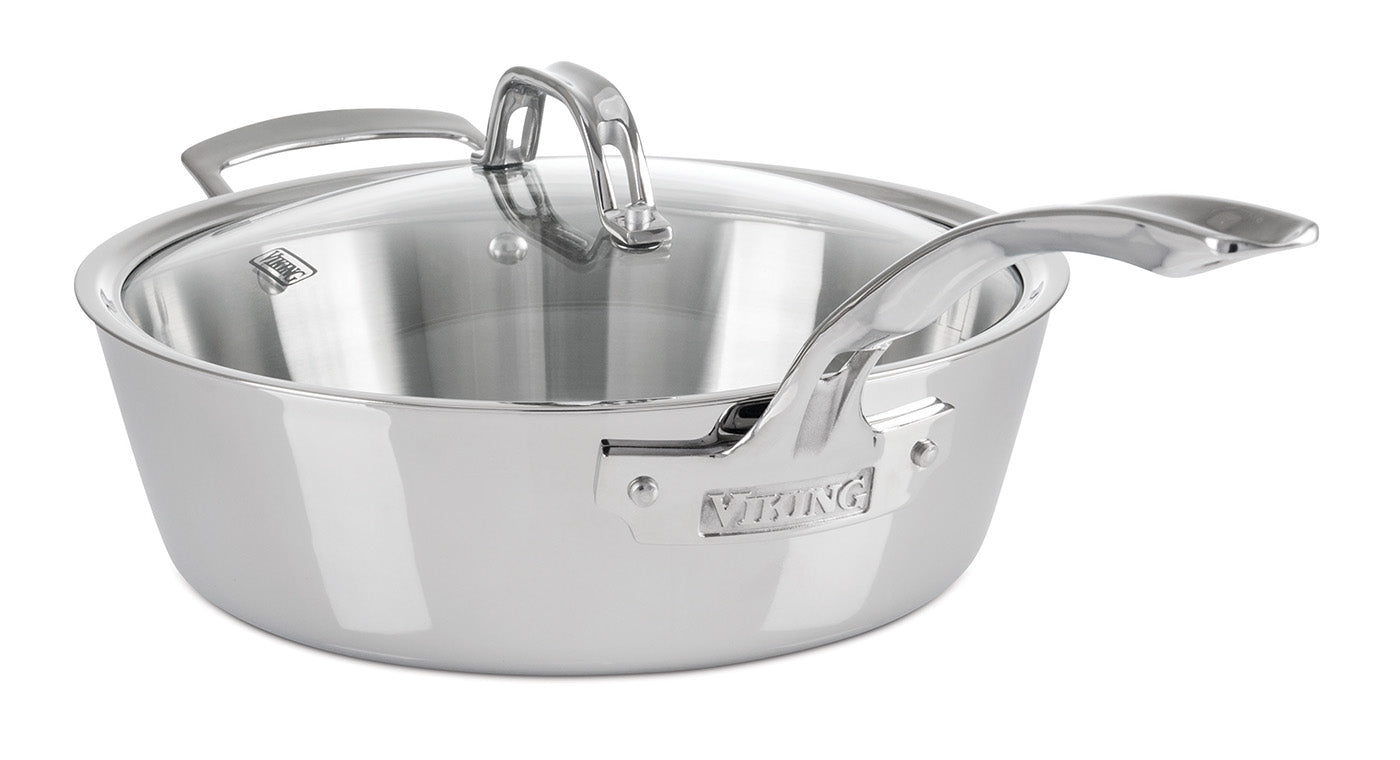 Viking Contemporary 3-Ply Stainless Steel 3.6 Qt. Saute Pan with Lid Sale