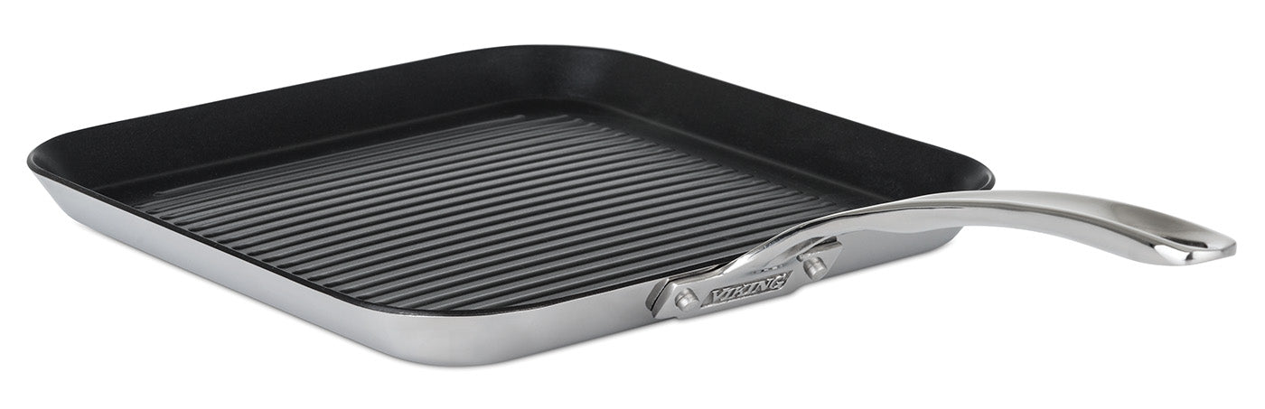 Viking Contemporary 3-Ply Stainless Steel 11″ Quantianum Nonstick Grill Pan Online now