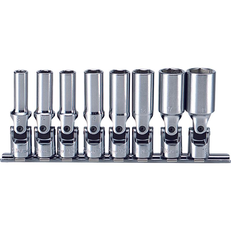 Ko-Ken RS3340M/8-L75 3/8 Sq. Dr. Universal Socket set 8mm-19mm 6 point Length 75mm 8 pieces on Sale