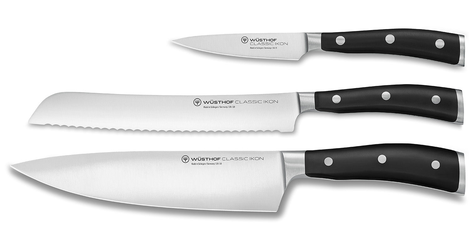 Wusthof Classic Ikon 3 Piece Starter Set W/Bread Knife on Sale