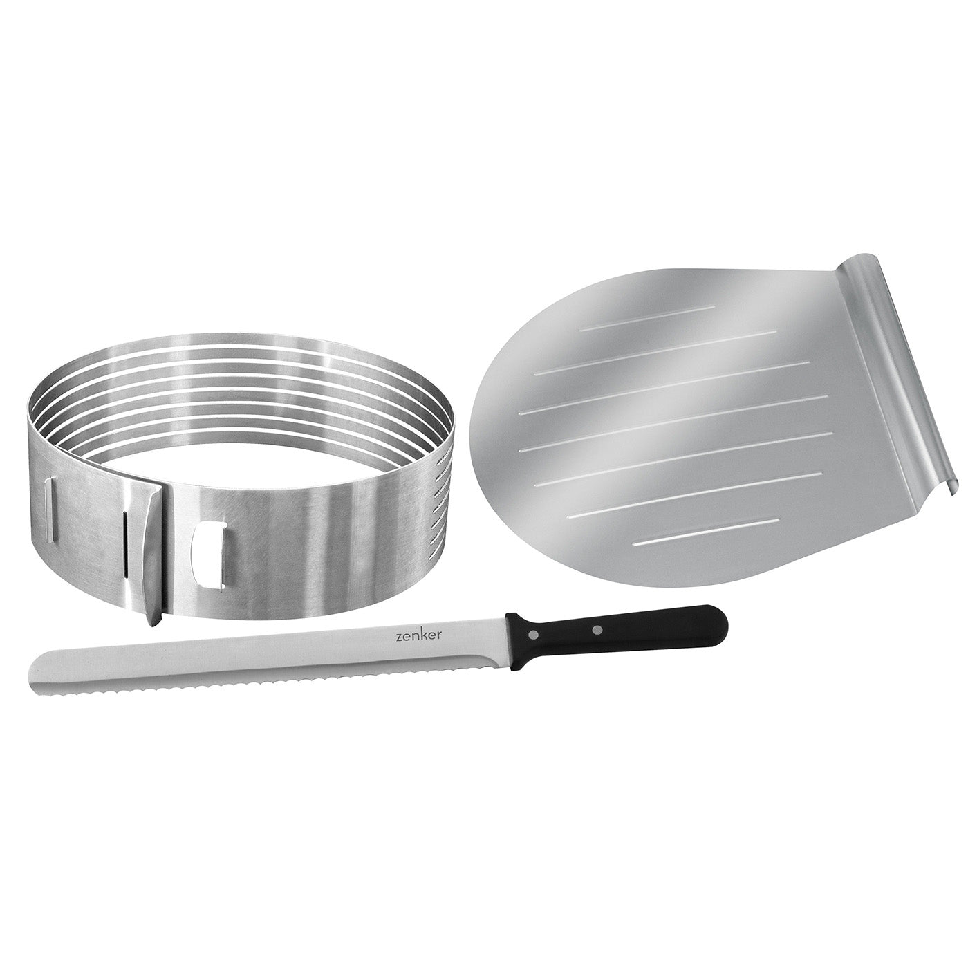 Zenker 3 Piece Layer Cake Slicing Kit With 12-Inch Serrated Knife Hot on Sale